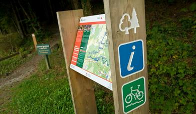 An information board showing the route of Gwydir Mawr and Bach, Llanrwst