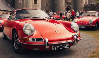 Porsches at Gwrych Castle