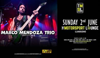 Marco Mendoza Trio yn y Motorsport Lounge, Llandudno