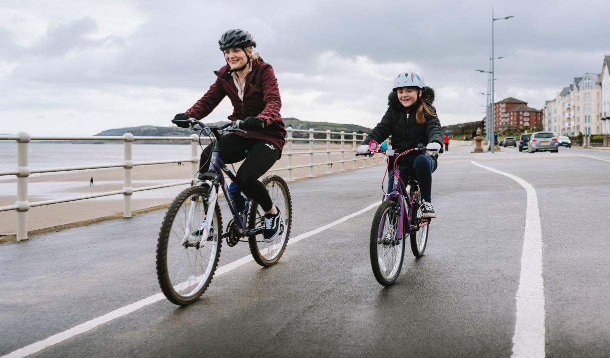 Cyclists on National Cycle Route 5 at Colwyn Bay