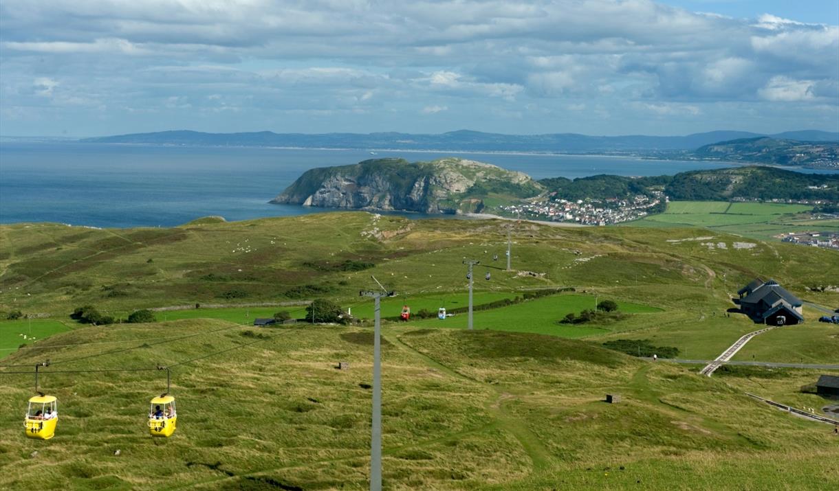 View from the Great Orme, including the cable car system