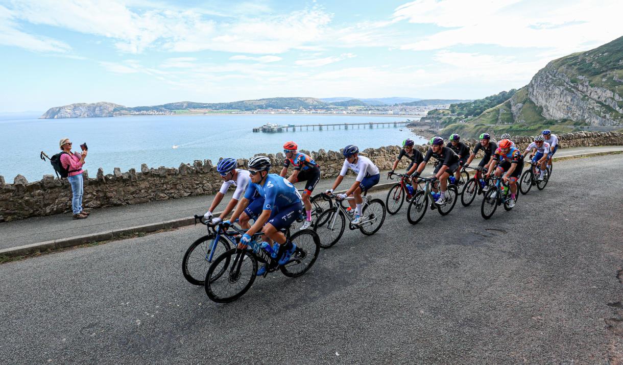 Cyclists riding around the Great Orme headland