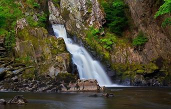 A view of the bottom of Conwy Falls