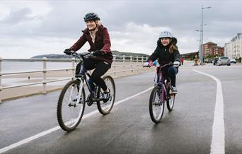 Cyclists on National Cycle Route 5 at Colwyn Bay