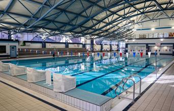 Main pool and viewing stands at Llandudno Swimming Centre