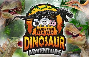 Antur Dinosoriaid ym Mharc Fferm Manorafon