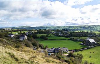 Houses and countryside surrounding Mynydd Marian