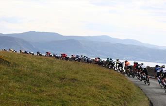 Cyclists riding around the Great Orme headland
