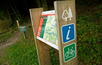 An information board showing the route of Gwydir Mawr and Bach, Llanrwst