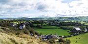 Houses and countryside surrounding Mynydd Marian