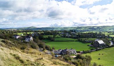 Houses and countryside surrounding Mynydd Marian