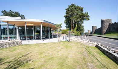 Front entrance of Culture Centre with view of Conwy Castle