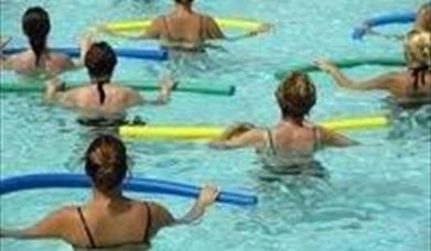 Water aerobics class in the swimming pool