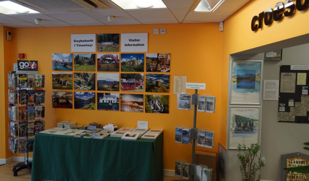 Leaflets display at Llanrwst Tourist Information Point