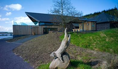 Carved animal statue outside Llyn Brenig Reservoir & Visitor Centre