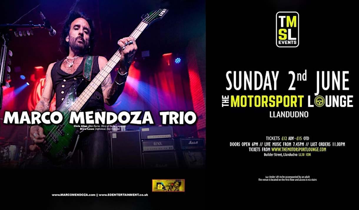 Marco Mendoza Trio at the Motorsport Lounge, Llandudno