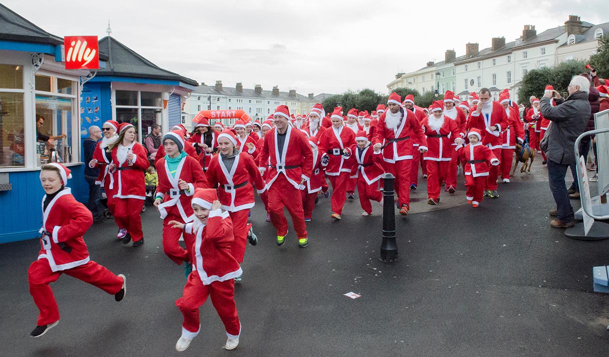 Santas running on the Promenade, Llandudno