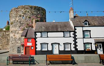 The Smallest House with a turret behind, Conwy.