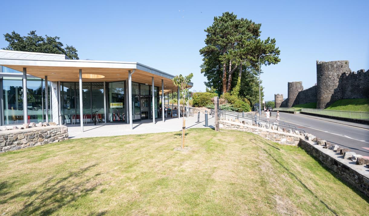 Front entrance of Culture Centre with view of Conwy Castle