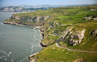 Aerial photo of Marine Drive and the Great Orme