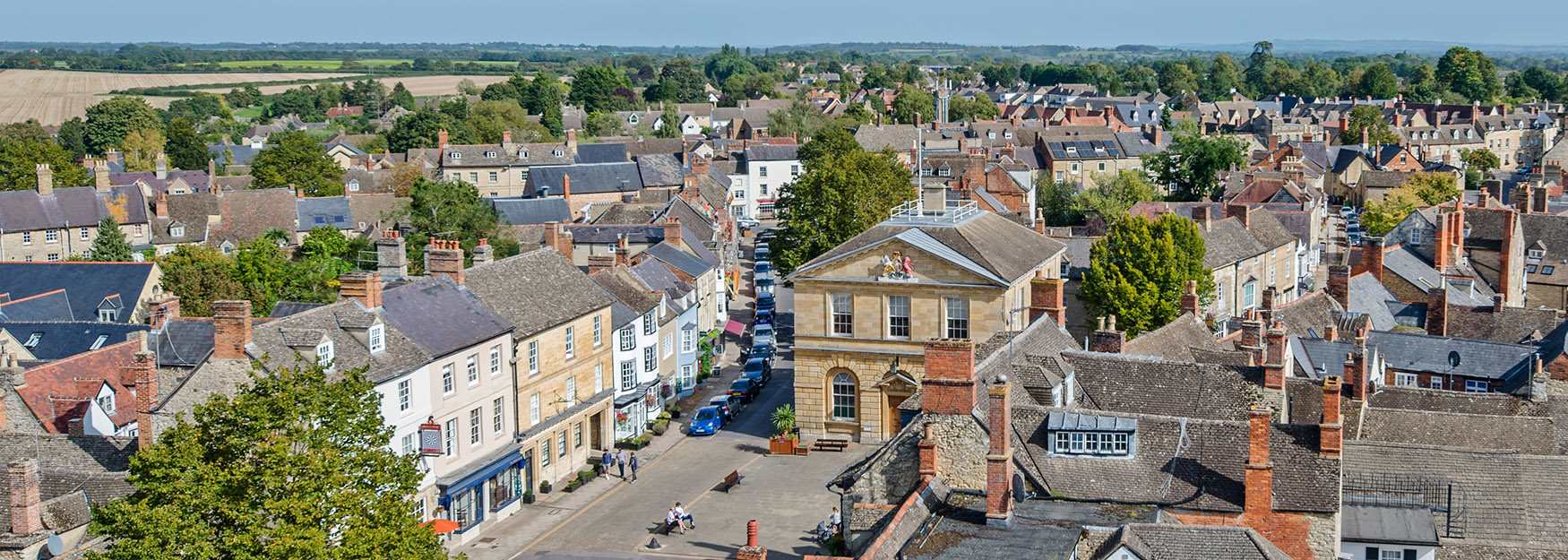 Looking down on Woodstock from the church tower (photo by Jay Alice Photographic)