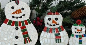 Three mosaic snowmen
