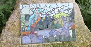 Kingfisher mosaic on the Windrush Path Mosaic Trail