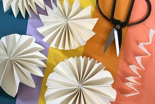 Colourful paper pinwheels