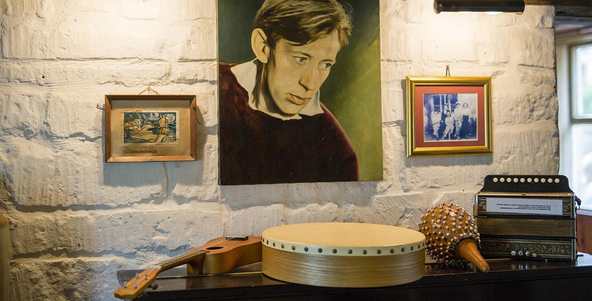 Laurie Lee memorabilia in the Woolpack Inn in Slad