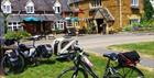 Cycles parked up outside village pub