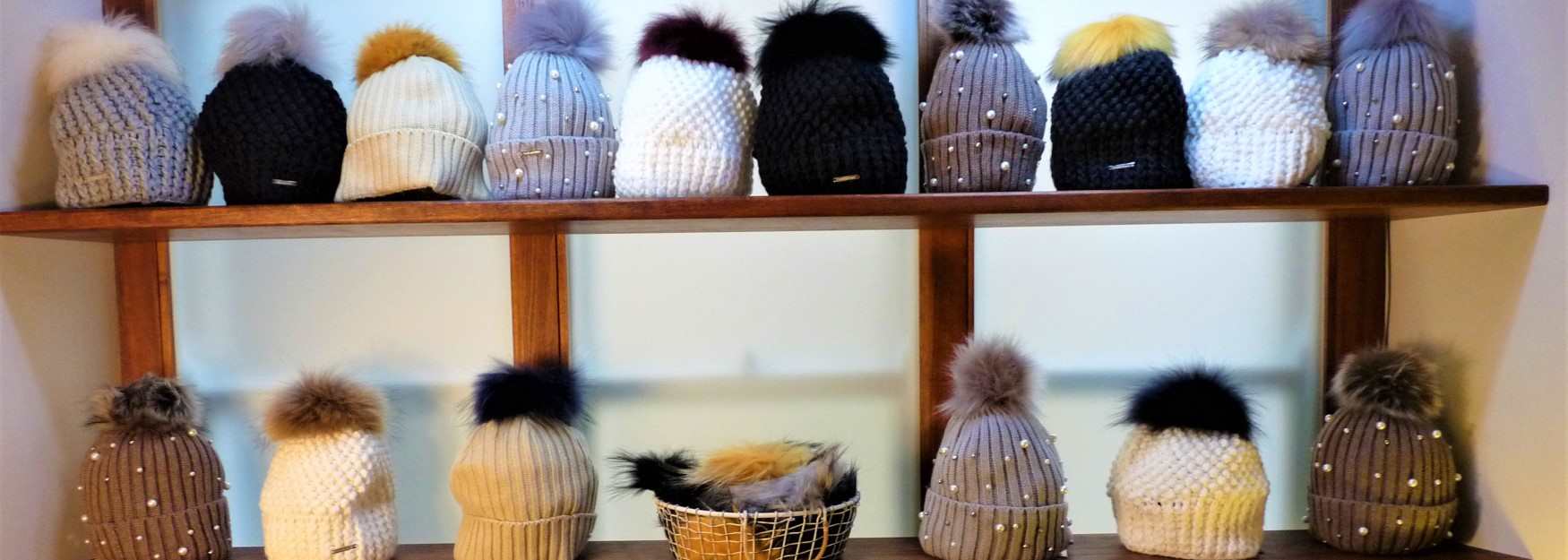 Woolly hats at Slate Clothing in Burford