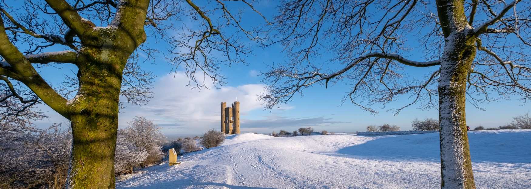 Broadway Tower in the snow
