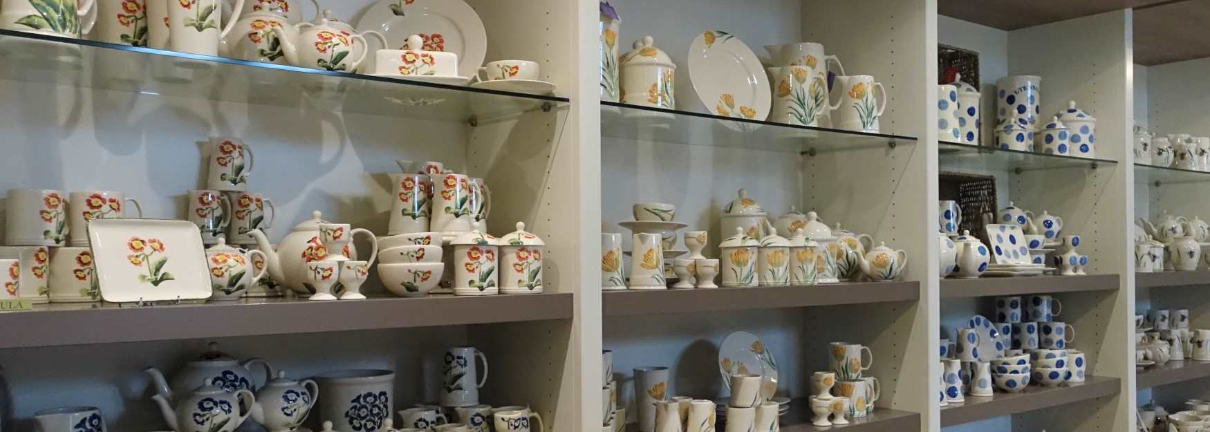 A selection of pottery on sale at Aston Pottery