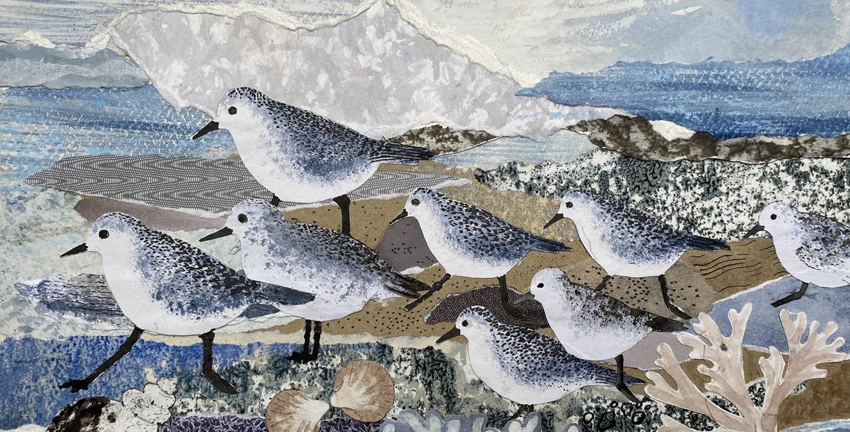 Collage artwork of birds