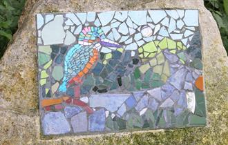Kingfisher mosaic on the Windrush Path Mosaic Trail