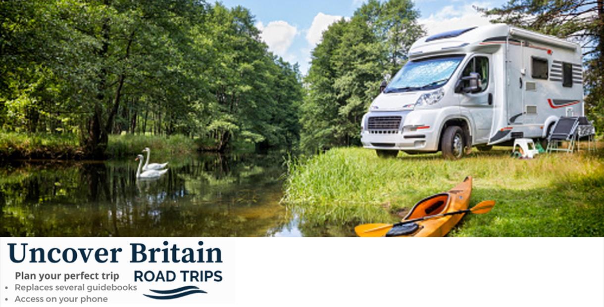 Camper van by lake