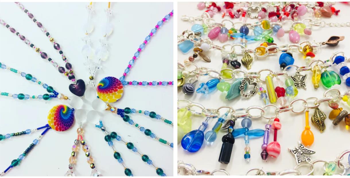 Colourful charms and necklaces