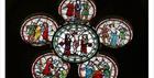 Unusual glazed rose window in Westwell church  (photo courtesy of Derek Cotterill)