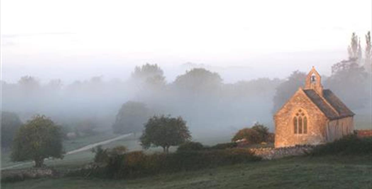 Widford Church on a misty morning ©Helena Sylvester