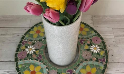 Learn to make a Mosaic Spring Wreath at The Inspiring Creativity Studio