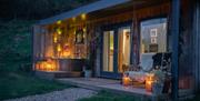 The Nest Luxury Glamping dusk hot tub