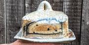 Wood-fired salt-glazed stoneware butter dish by Petra Steward