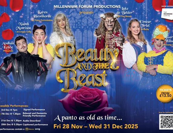 Poster for the 2025 Pantomime at Millennium Forum - Beauty and the Beast