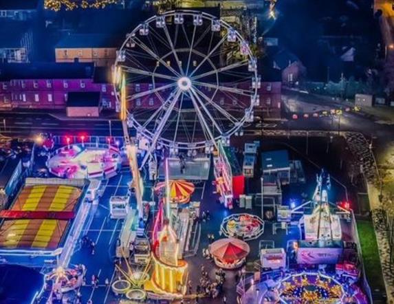 An aerial image of the funfair.