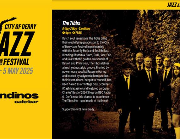 Promotional image for upcoming Jazz events at Sandinos