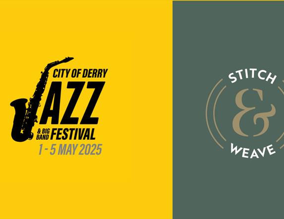 The Stitch and Weave and Jazz Festival logos. Details in description.