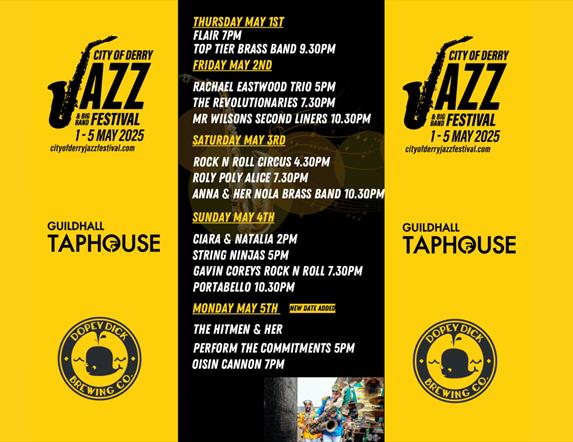 Guildhall Taphouse's jazz lineup, details in description.