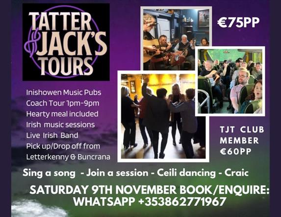 Promotional image for Tatter Jack's Tours event. Details inside.