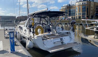 Amazing Grace Yacht docked at Foyle Marina