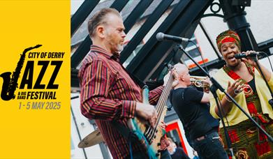 Musicians onstage in the Craft Village during the City of Derry Jazz Festival